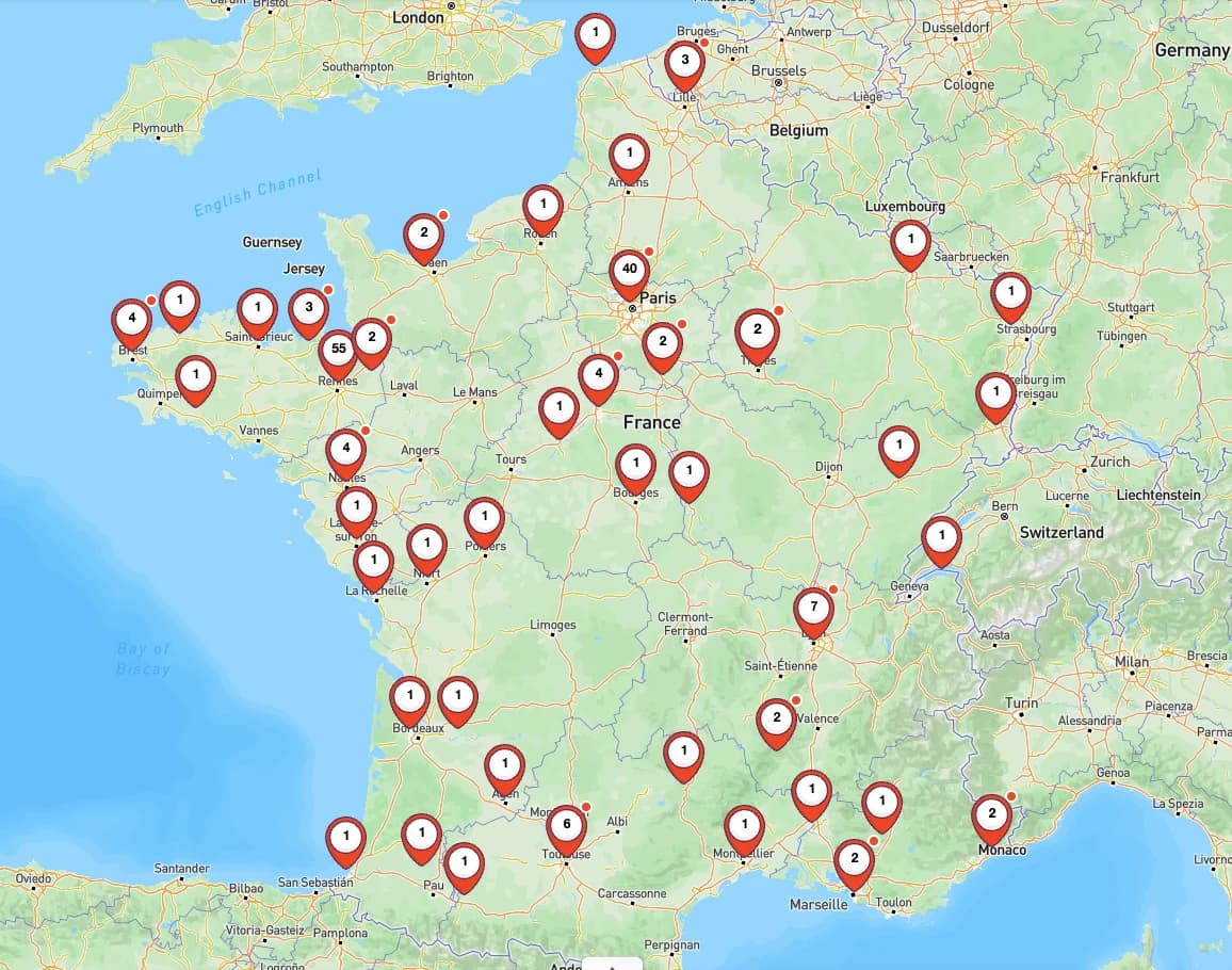 Carte des avis locataires en France